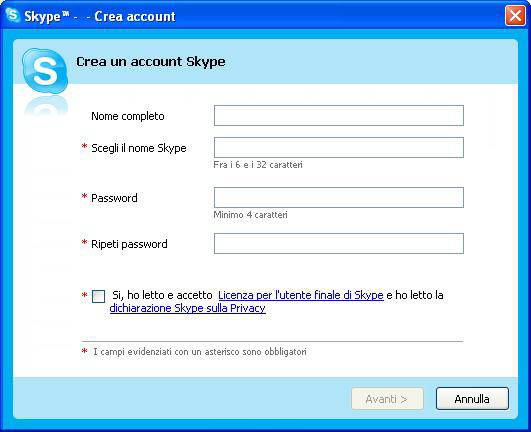 nstallazione del software Skype 3. l programma di installazione crea automaticamente una directory denominata Skype e il software viene installato in tale directory.