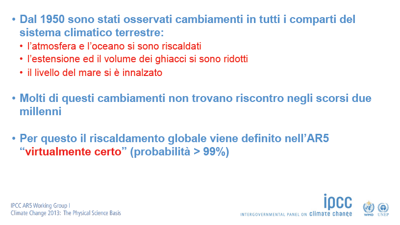 Cambiamenti osservati