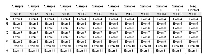 Stato mutazionale Abl (resistenza TKI) ABL cdna 4 ampliconi 5 samples 20 ampliconi Sensibilità <1% Stato mutazionale RUNX1 Esoni 3-8