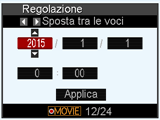 Configurazione delle impostazioni di base la prima volta che si accende la fotocamera La prima volta che si inserisce una pila nella fotocamera, appare una schermata per la configurazione delle