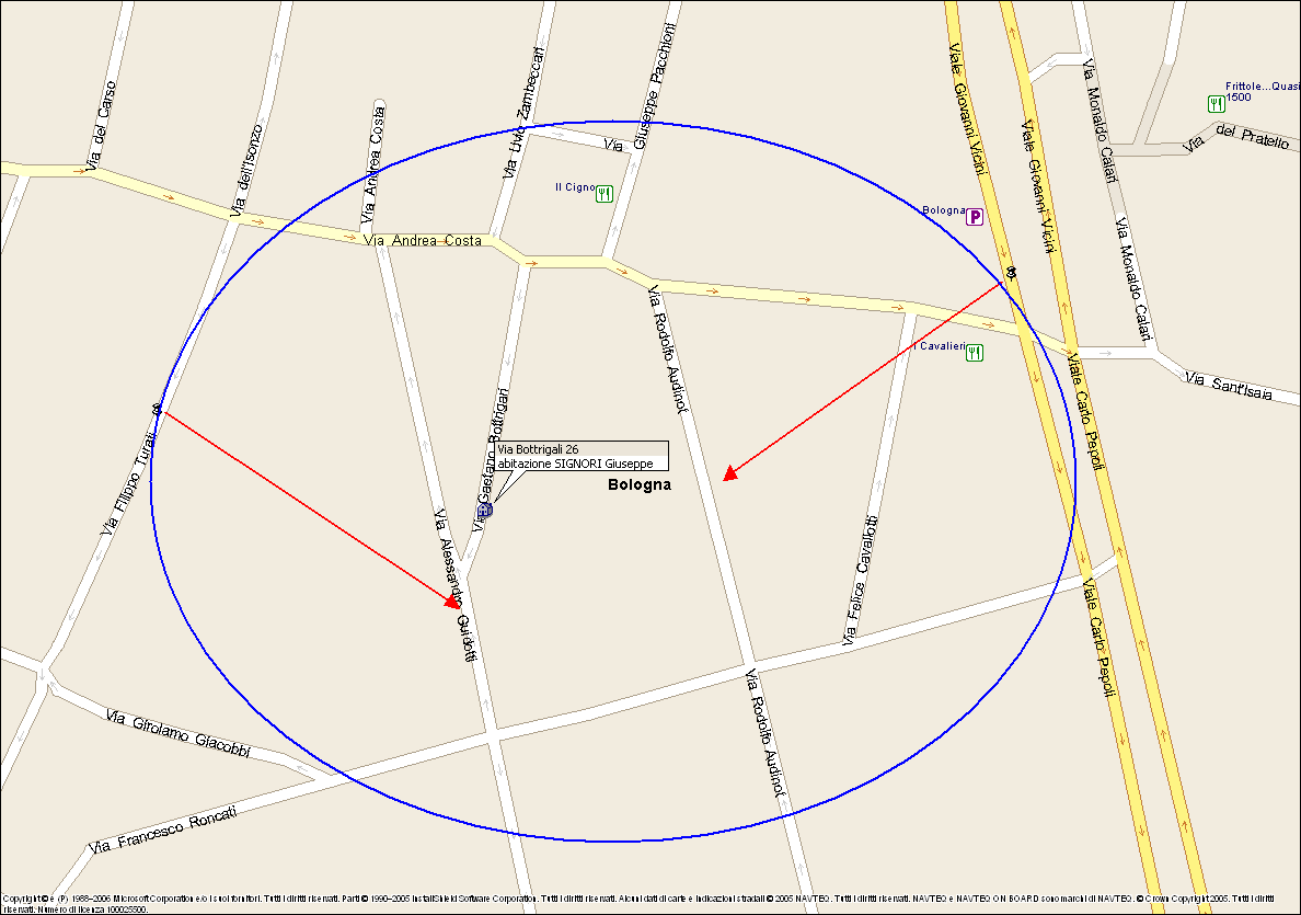 SARTOR Luigi Dalle ore 11:24 alle ore 13:03 l utenza Wind del SARTOR ha agganciato le che, complessivamente, danno copertura dall area ove insiste la stazione centrale verso sud in direzione di Via