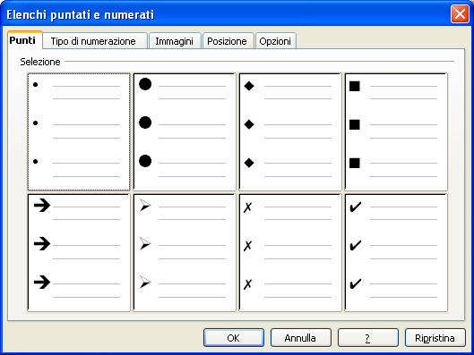 3.10. Formattare Elenchi puntati e numerati L utilizzo di Elenchi puntati e numerati aiuta a presentare il testo in forma di scaletta, dove la gerarchia delle argomentazioni favorisce la lettura e la