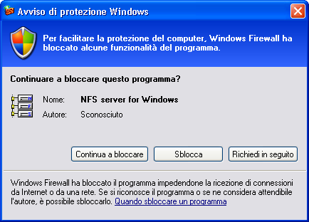 Comparirà a questo punto la finestra che vi consentirà di dire a NFS Server quali e dove si