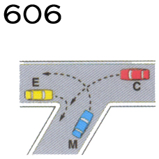 04013) Nell'incrocio rappresentato in fig 616 V01) il veicolo B ha il diritto di precedenza V02) i veicoli passano nel seguente ordine: B, T, S V03) il veicolo S passa per ultimo V04) tutti i