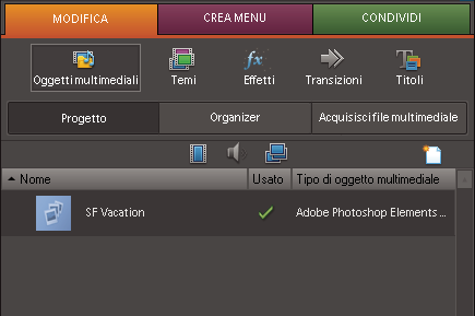 387 Photoshop Elements crea un file WMV (Windows Media Video) per ciascuna delle presentazioni aggiunte.