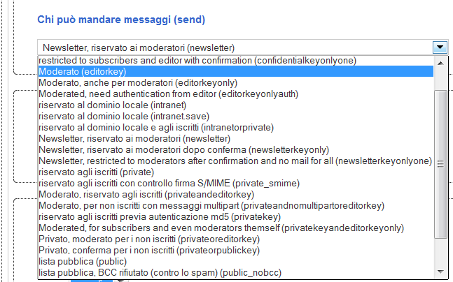 Interfaccia Web Tipologie di liste più utilizzate ATTENZIONE!!! L eventuale necessità di cambio tipologia di una lista va richiesta al Supporto Utenti di competenza tramite un ticket.