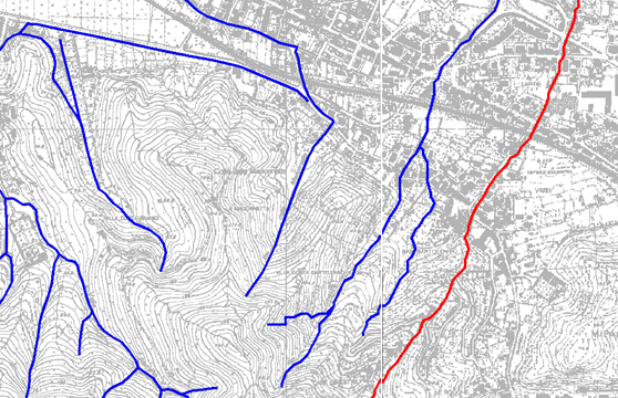 Figura 1: carta del reticolo idrografico regionale - DGR 1449/2012 Figura 2: carta del reticolo idrografico del Piano di Bacino In