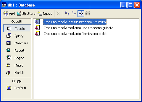 1.2.4.2 Creare un database senza utilizzare la Creazione guidata Database.