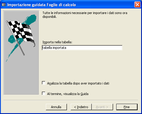 La successiva finestra chiede di selezionare le varie colonne, tramite i tasti di scorrimento, e decidere se renderle indicizzate o, eventualmente, saltarne l importazione (5).