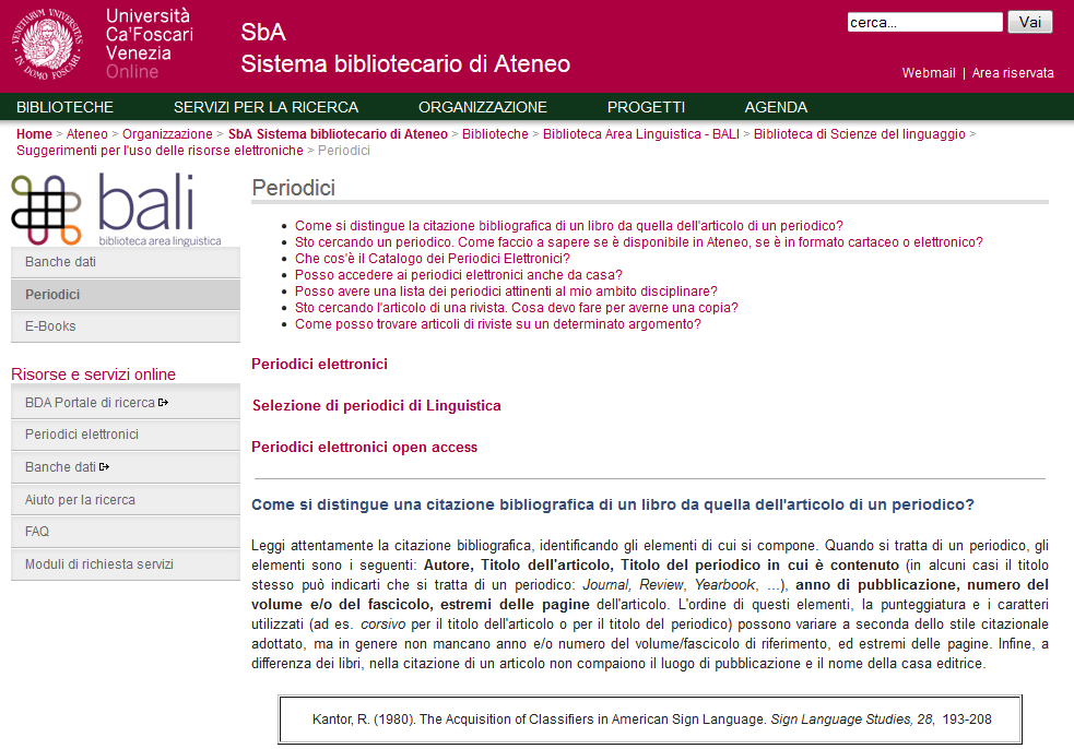 Periodici in sintesi: http://www.