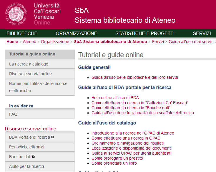 GUIDE all uso di BdA http://www.