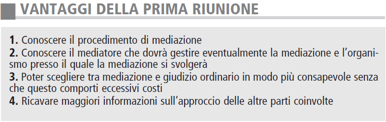 Il primo incontro e Vantaggi della prima riunione 1.