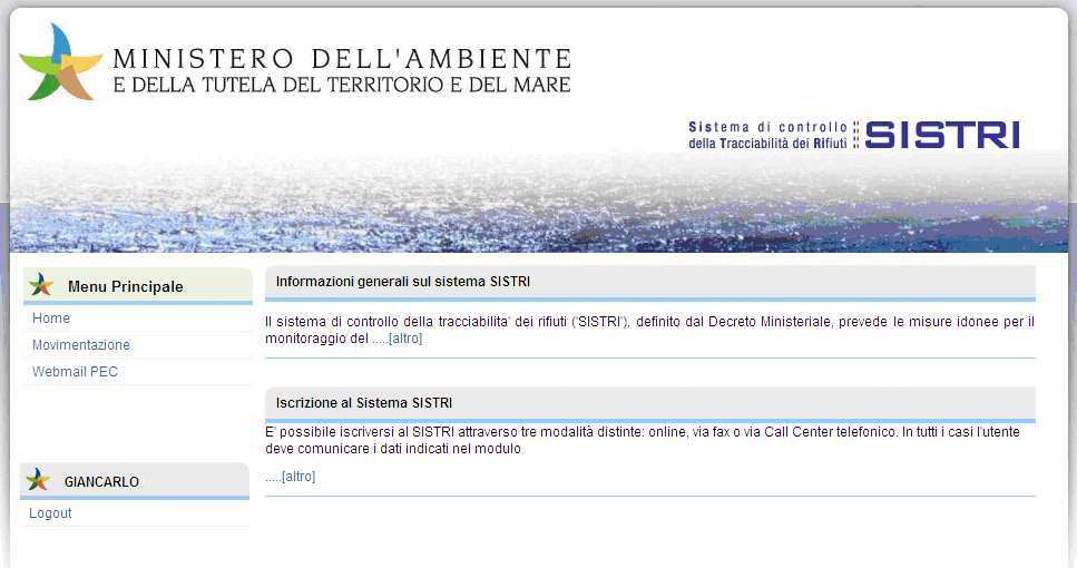 Autenticazione inserimento UID e PWD Portale SISTRI L immagine mostra il Desktop del portale riservato agli utenti registrati 37 38 Rimozione sicura dispositivo USB In qualunque momento risulti