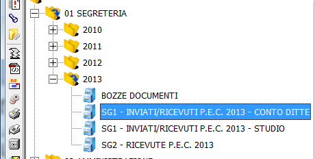 LO STUDIO RICEVE DOCUMENTI DA UNA EMAIL Creare 2 aree per il protocollo Inviati ricevuti DITTE Inviati ricevuti Studio Con l Addins di Outlook (o con il protocollo pec), possiamo Protocollare l email