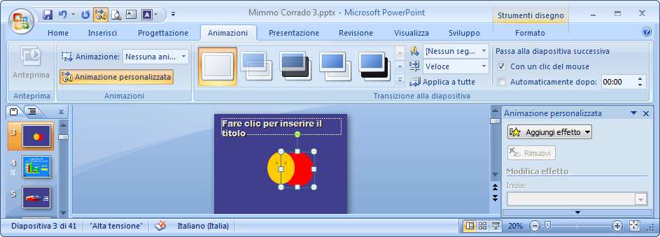 ) è necessario aver prima aggiunto un effetto di animazione al testo o all'oggetto (animare: Applicare un effetto visivo o audio speciale al testo o a un oggetto.