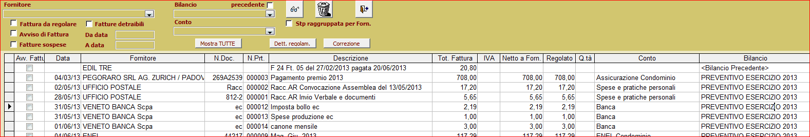 Movimenti finanziari- fatture 6.