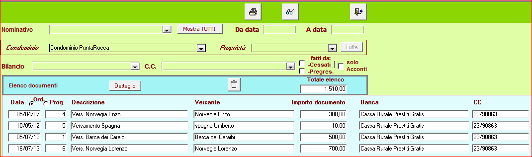 Versamento rate condominiali 7.