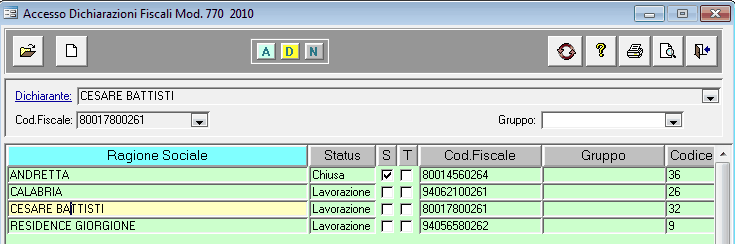 212 Conoscere RipartoIG - manuale d'uso Menu di FiscoIG per il modello 770 semplificato La sezione dei quadri 770 elenca i i sostituti d'imposta importati che nella fattispecie