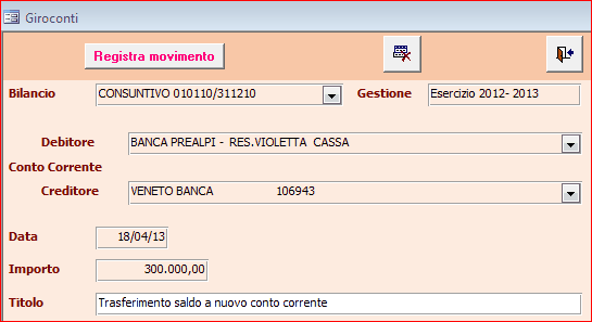 Flussi finanziari: fondi di accantomento; redditi; giroconti 9 221 Flussi finanziari: fondi di accantomento; redditi; giroconti Il modulo dei flussi finanziari è progettato per registrare movimenti