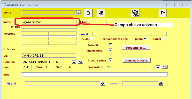 24 Conoscere RipartoIG - manuale d'uso Per ricercare una scheda dell archivio, dopo averne digitato il nome nella sezione