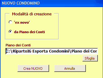 Lo Stabile 3.2 49 Crezione Stabile da Piano dei Conti tipo La creazione di un nuovo stabile può prendere a riferirimento la " Struttura" di un condominio esistente.