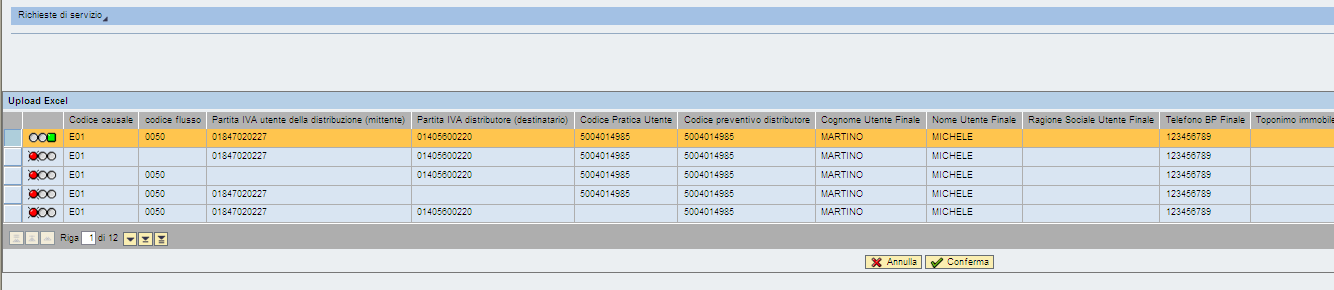 Una volta premuto il pulsante si apre la seguente finestra che consente il caricamento del file massivo.