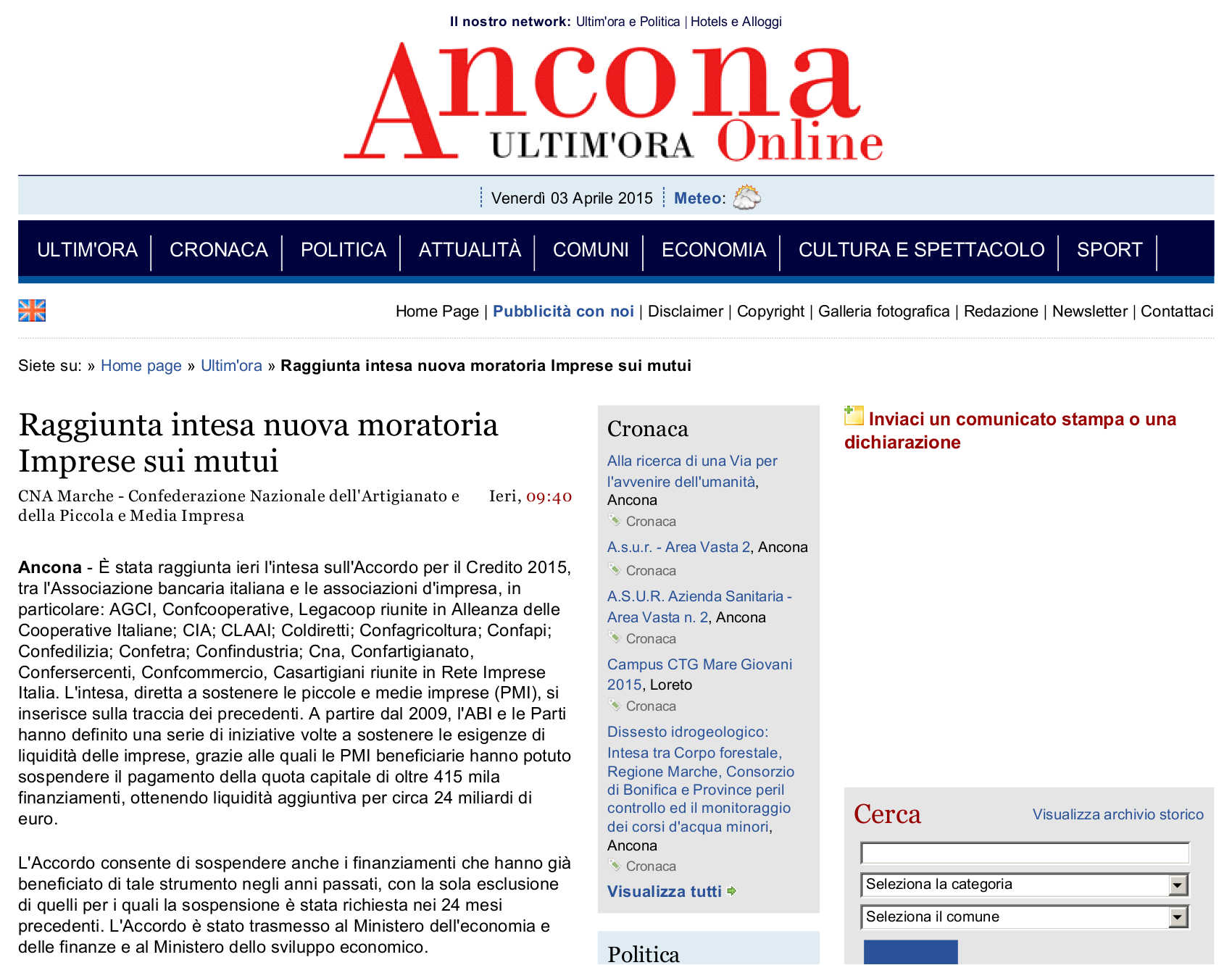 Articolo pubblicato sul sito anconaonline.com anconaonline.com Più : www.alexa.com/siteinfo/anconaonline.