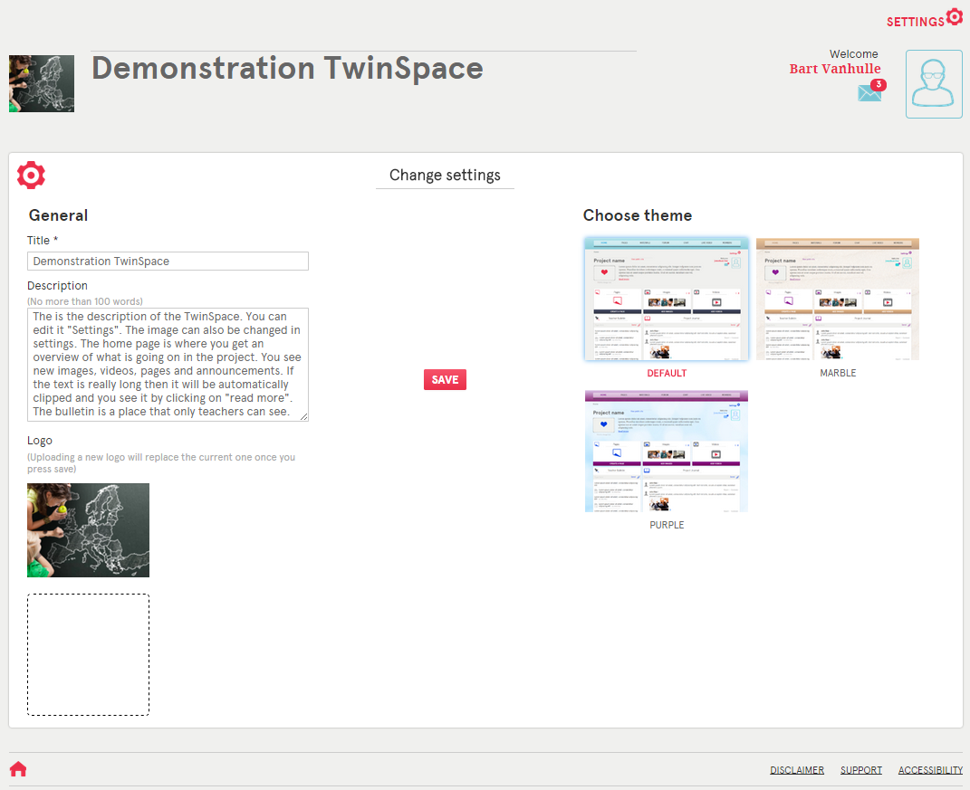 Impostazioni Clicca qui per accedere alle impostazioni di TwinSpace Cambia il