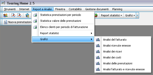 Capitolo 3 Menu Report e Analisi C onsente di generare report e grafici di analisi. In base alla versione della licenza d uso è possibile avere alcuni comandi disabilitati.