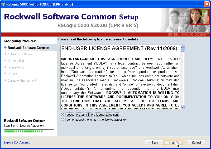 Preparazione del computer e caricamento del firmware del controllore Capitolo 2 3. Accettare i prodotti software predefiniti per l installazione e fare clic su Next. 4.