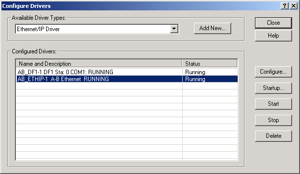 Capitolo 2 Preparazione del computer e caricamento del firmware del controllore Viene visualizzata la finestra di dialogo Add New RSLinx Driver. 4. Fare clic su OK per mantenere il nome di default.