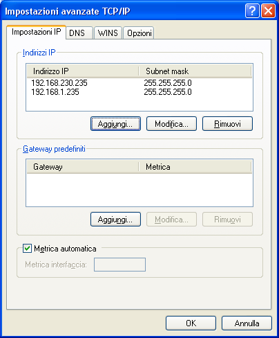 Sirona Dental Systems GmbH Windows XP Configurazione delle proprietà di rete della scheda LAN Viene visualizzata la finestra seguente. 6.