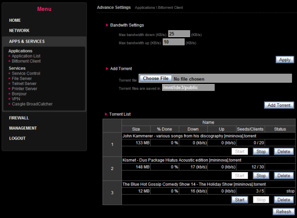 Utilizzo client BitTorrent MeeBox dispone di un client BitTorrent interno; si tratta di un programma in grado di scaricare file dalla rete di condivisione file peer-to-peer (P2P) più diffusa: