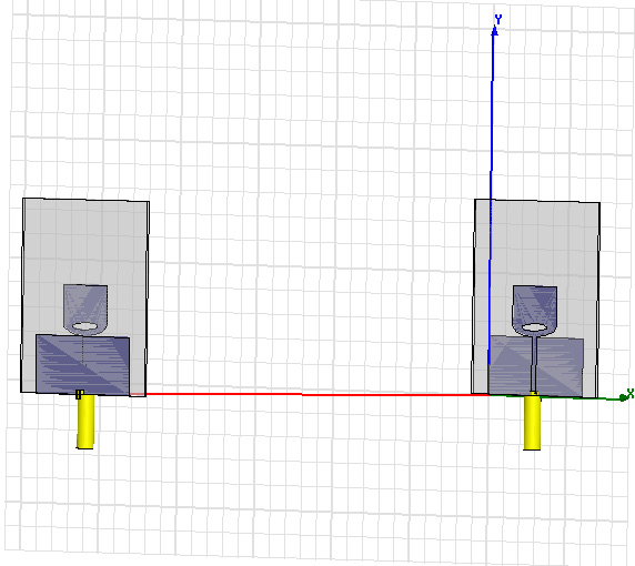 Capitolo 4. Modello di trasmissione per segnali UWB 4.2.2 Simulazione del sistema con due antenne (antenna su substrato GIL GML2032) La stessa procedura descritta nella Sezione 4.2.1 è stata utilizzata nel caso dell antenna di banda 4.
