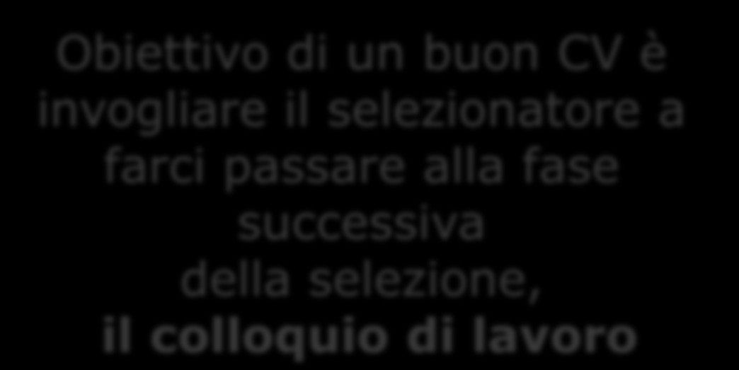 che inviamo alle aziende Obiettivo di un buon CV è invogliare il