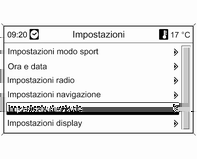 Strumenti e comandi 121 Il Visualizzatore Info Grafico indica: orario 3 102 temperatura esterna 3 101 data 3 102 sistema Infotainment, vedi descrizione nel manuale del sistema Infotainment