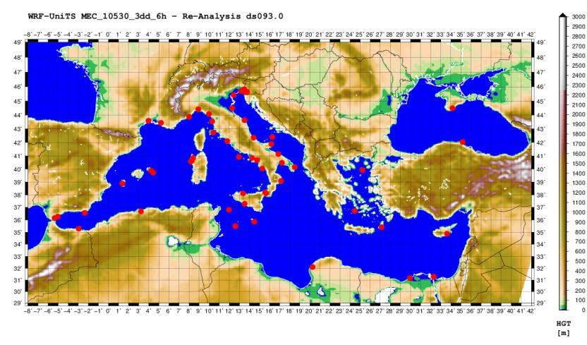 Validazione del modello atmosferico e di moto ondoso STATISTICS SCATTER Capo Caccia