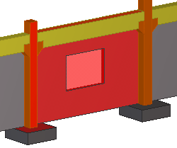 Tekla Structures evidenzia in rosso la faccia lato getto: Per nascondere nuovamente la faccia lato getto, fare click con il tasto destro del mouse sulla