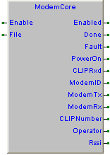 7.16.1 ModemCore, Modem core management FB emodemlib SFR057A100 Questo blocco funzione gestisce un modem connesso al dispositivo di I/O definito in File, questo è un blocco funzione protetto per