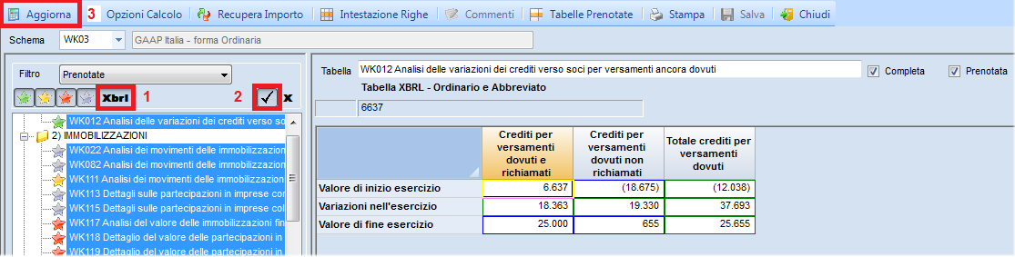 In presenza di un incongruenza anche solo su una cella, lo stato della tabella diventa Errata e non è consentito attribuire lo stato di Completa, la procedura evidenzia tale situazione con il