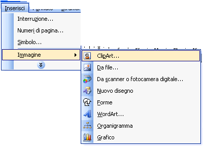 Per inserire in word delle immagini occorre andare nel menu inserisci