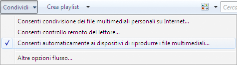 9. Utilizzo del Viewer (Modelli MM) Impostazione della Condivisione multimediale in Windows Media Player 12 1. Avviare Windows Media Player 12. 2.