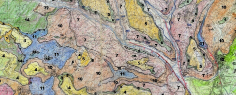 Provenienza dei materiali impiegati 5 Conglomertati (Messiniano) 6 Calcare evaporitico (Messiniano) 7 Miocene Med Conglomerati e sabbie grossolane (Serravalliano - Torionano) 10 Stilo Capo d Orlando