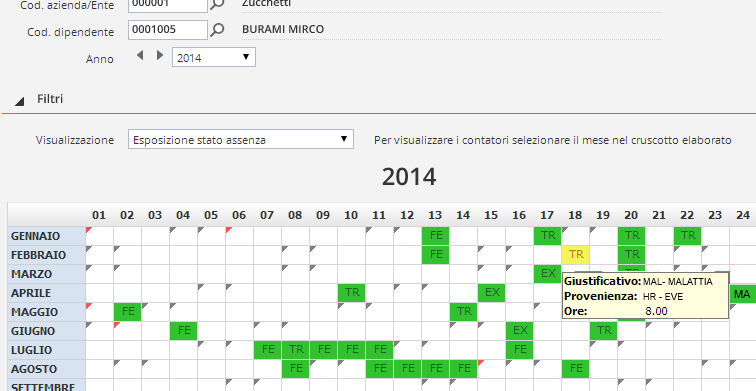 (Per maggiori informazioni sulla configurazione è disponibile sul Portale Post Vendita la guida "Acquisizione dati da HR-EVENTI su Monitor Assenze") 7.