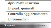 Sincronizzazione calendario: 3 4 2 1 Questa funzionalità consente di scegliere se sincronizzare il calendario del client di posta con quello del cellulare e di decidere la data (indicata in numero di