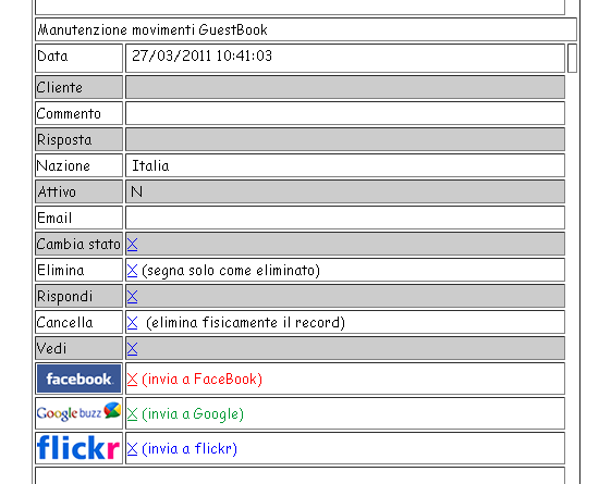 Gestione recensioni senza immagini Analogamente a quanto indicato per le 2 voci di menu precendenti, al fine di velocizzare la gestione, e stata predisposta