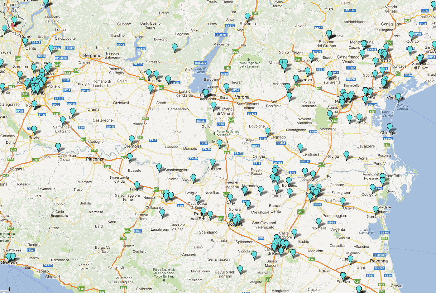 5.7.2 La geolocalizzazione in Google Maps Tramite Google Maps è possibile creare mappe personalizzate, ossia includere una lista di punti in un nuovo livello, in modo da poter visualizzare