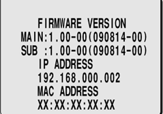 Sulla schermata FIRMWARE VERSION, è possibile controllare la versione firmware, l'indirizzo IP e altre informazioni relative alla telecamera.