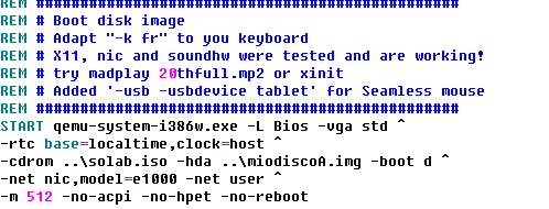 Step I : creazione file disco virtuale per Qemu (in Win) 1) Aprire prompt dei comandi 2) Portarsi nel folder contenente l eseguibile Qemu (quello con I file bat) 3) qemu-img.