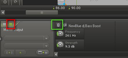 Nella figura precedente è stato, a titolo di esempio, usato l'effetto Bass Boost della NewBlue.